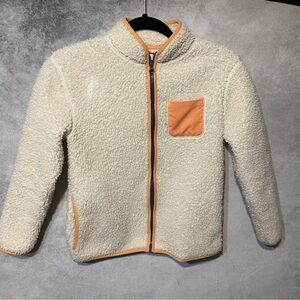 CAT & JACK Kids Cream Sherpa Fleece Full Zip Jacket Size Medium 8 Contrast Trim